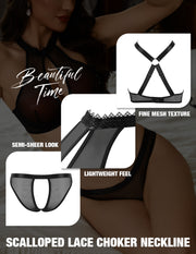 VORIXIA Sheer Mesh Underwire Bra & Panty Lingerie Set
