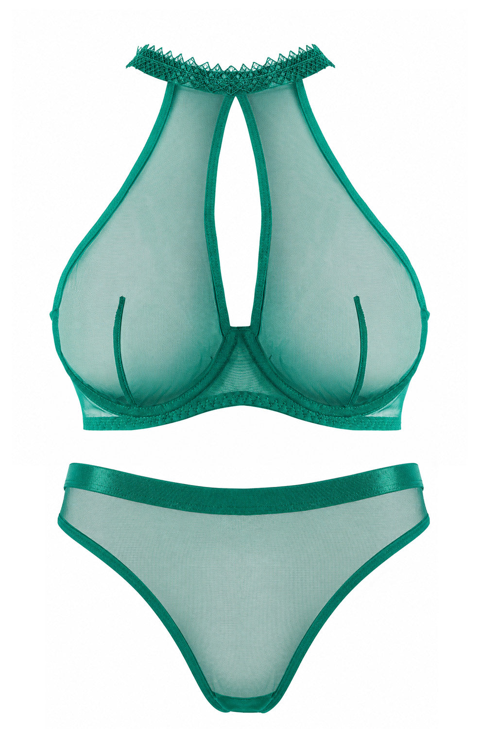 VORIXIA Sheer Mesh Underwire Bra & Panty Lingerie Set