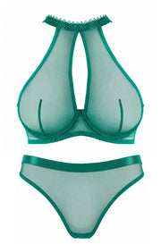 VORIXIA Sheer Mesh Underwire Bra & Panty Lingerie Set
