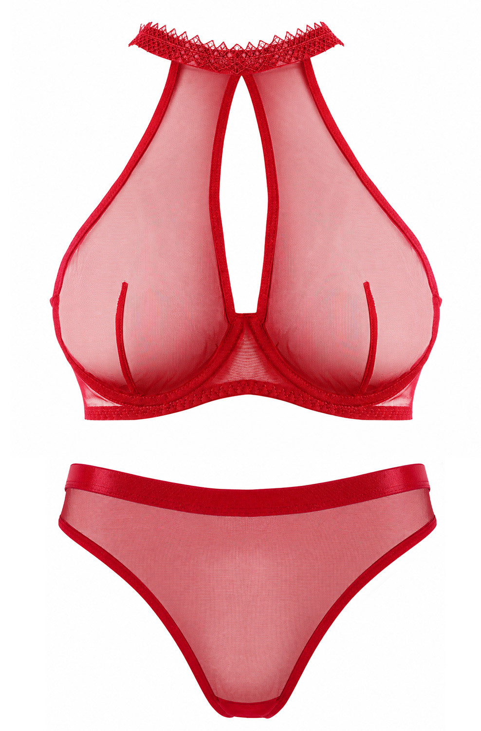VORIXIA Sheer Mesh Underwire Bra & Panty Lingerie Set