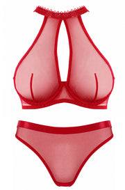 VORIXIA Sheer Mesh Underwire Bra & Panty Lingerie Set