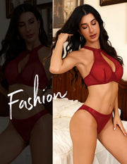 VORIXIA Sheer Mesh Underwire Bra & Panty Lingerie Set