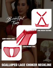 VORIXIA Sheer Mesh Underwire Bra & Panty Lingerie Set