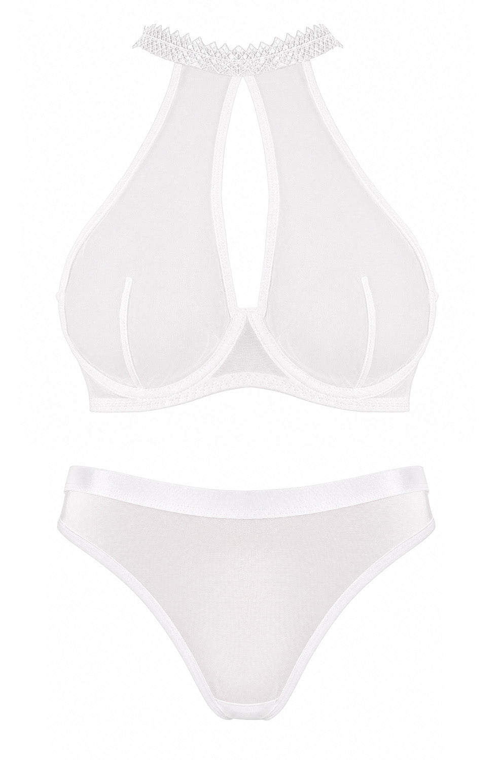 VORIXIA Sheer Mesh Underwire Bra & Panty Lingerie Set