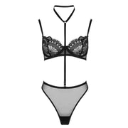 VORIXIA 3-Piece Strappy Lace Underwire Bra & Panty Lingerie Set