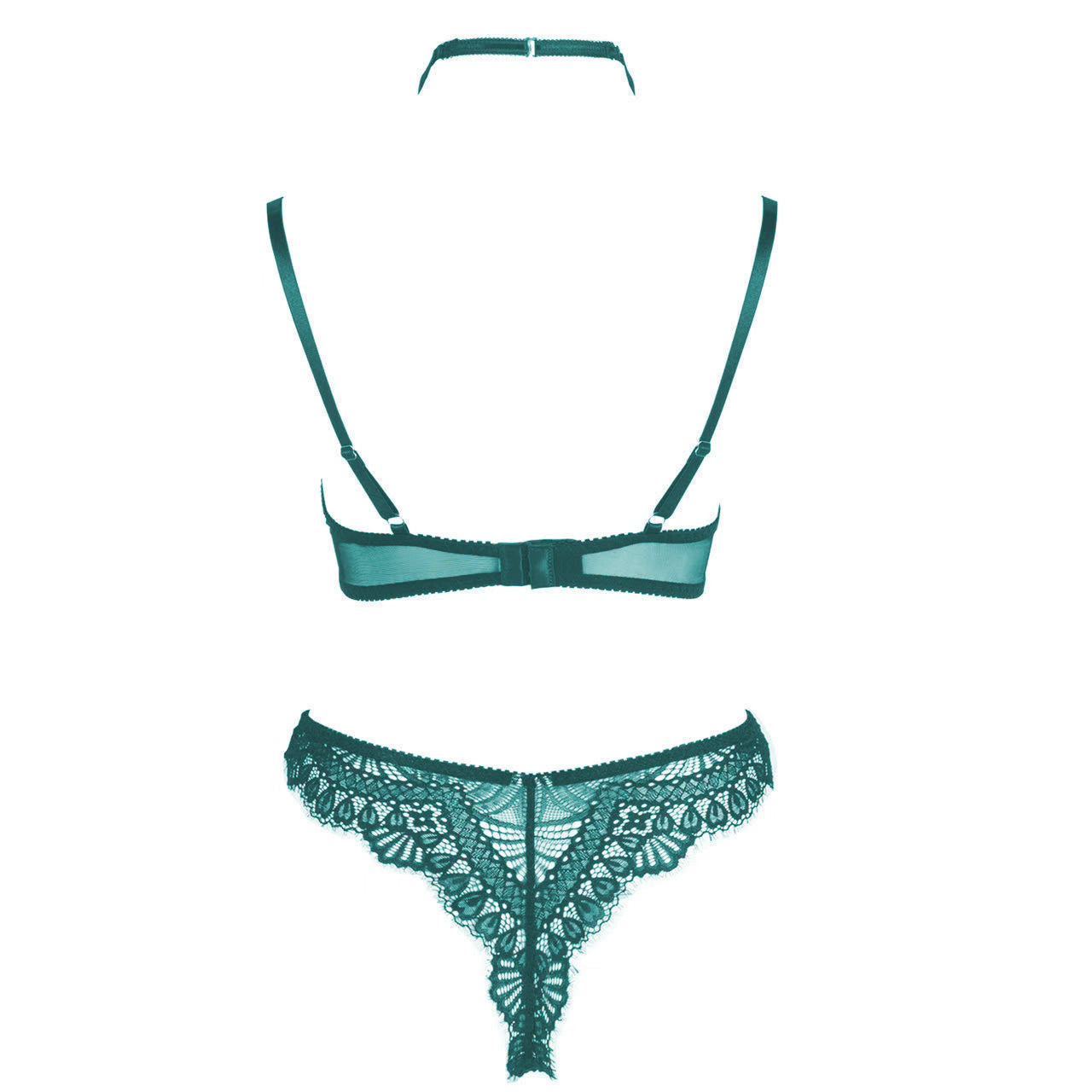 VORIXIA 3-Piece Strappy Lace Underwire Bra & Panty Lingerie Set