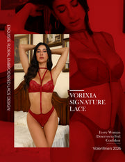 VORIXIA 3-Piece Strappy Lace Underwire Bra & Panty Lingerie Set