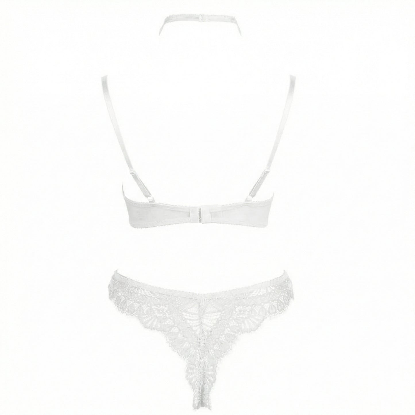 VORIXIA 3-Piece Strappy Lace Underwire Bra & Panty Lingerie Set