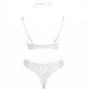 VORIXIA 3-Piece Strappy Lace Underwire Bra & Panty Lingerie Set