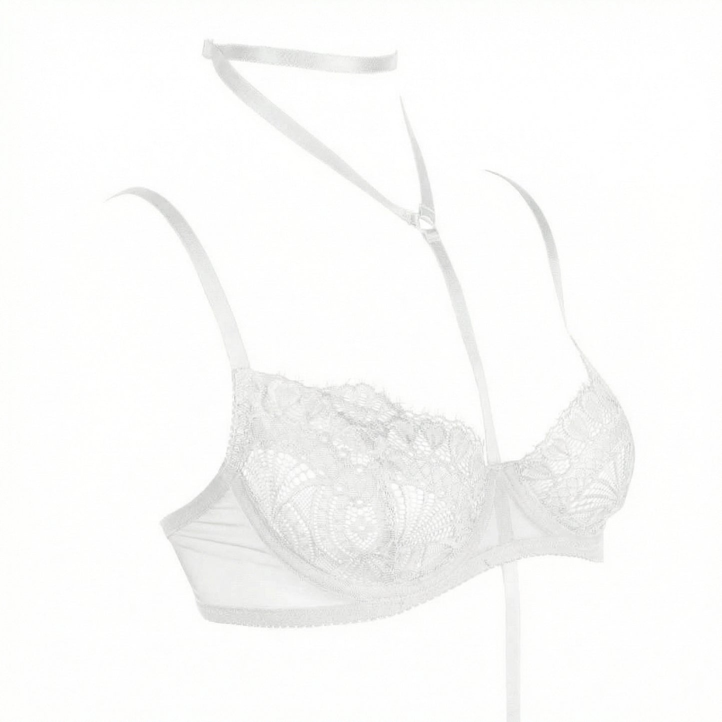 VORIXIA 3-Piece Strappy Lace Underwire Bra & Panty Lingerie Set