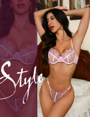 VORIXIA Floral Embroidery Sheer Lingerie Bra & Panty Set