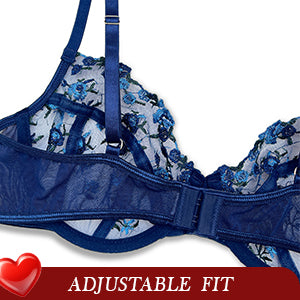 VORIXIA Floral Embroidery Sheer Lingerie Bra & Panty Set product detail 5